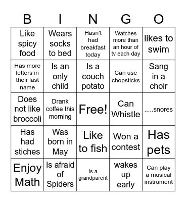 Find Someone Who Bingo Card