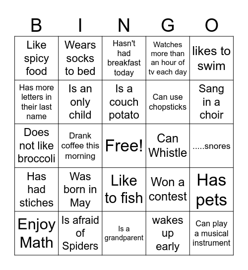 Find Someone Who Bingo Card