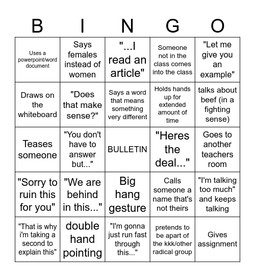 Elsner Bingo Card