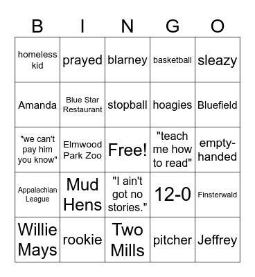 Maniac Magee Chapter 25-26stopb Bingo Card