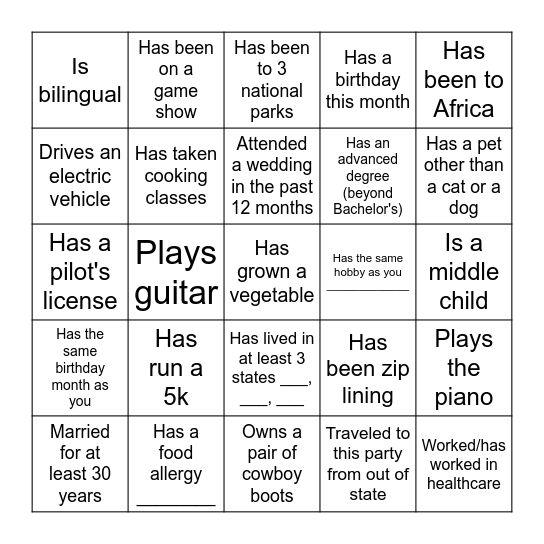 Eck of  View Bingo Card