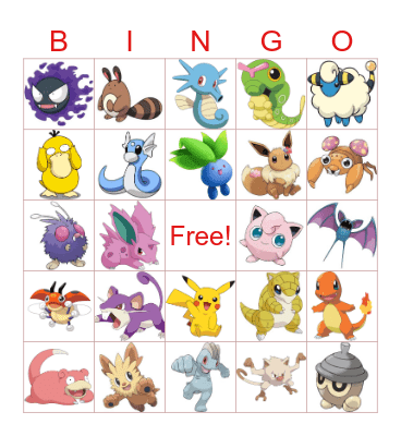 Pokemon Bingo Card