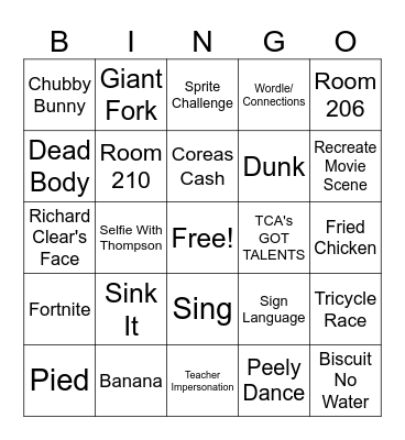 TCA BINGO Card