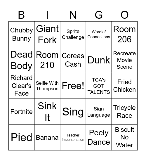 TCA BINGO Card