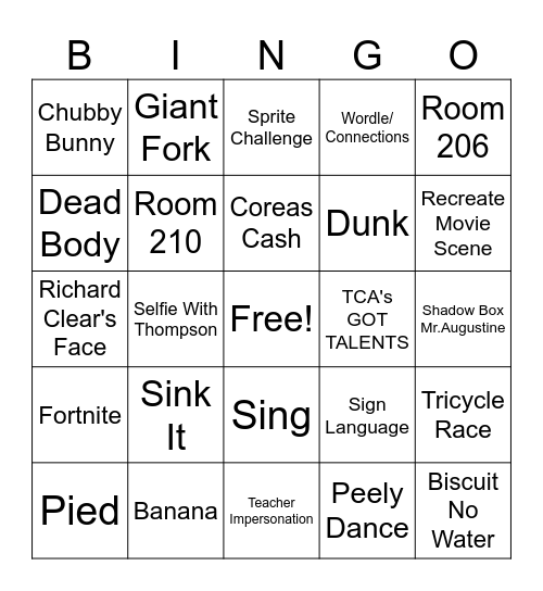 TCA BINGO Card