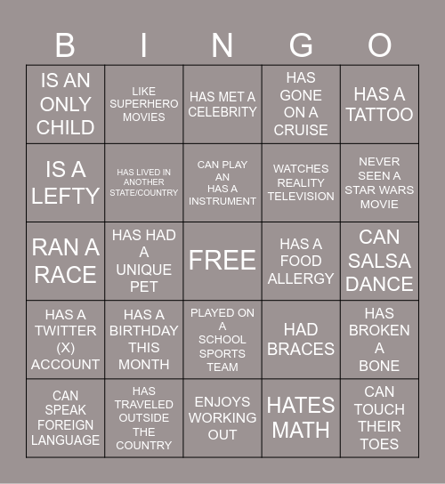 Bingo Card