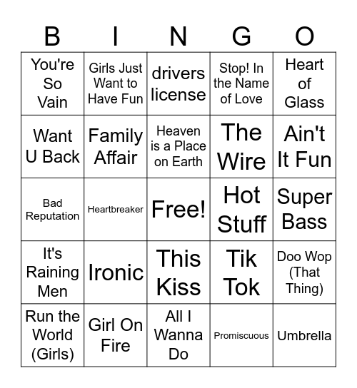 MM Ladies Night Bingo #1 Bingo Card