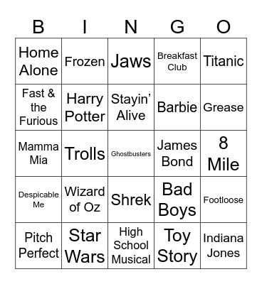 Movie Soundtracks Bingo Card