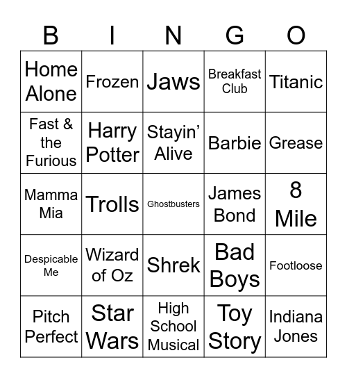 Movie Soundtracks Bingo Card