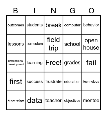 End of Year Educator Bingo Card
