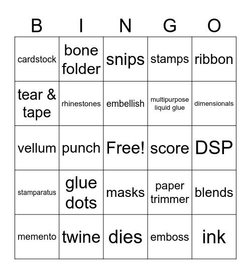 Stamping Bingo Card