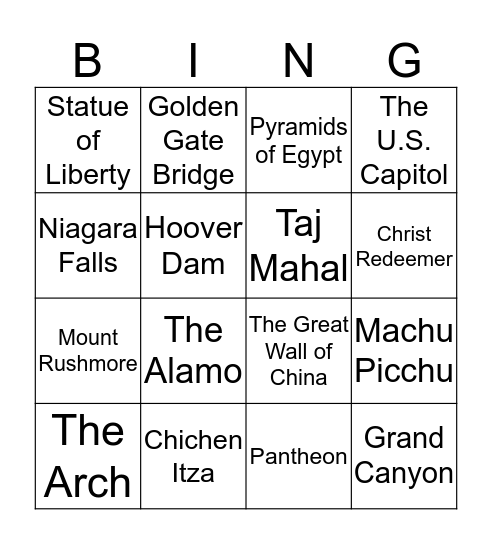 May Vocabulary Bingo Card