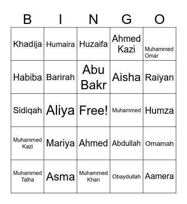 Desai Family Bingo Card