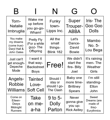 80's-90's Round Bingo Card