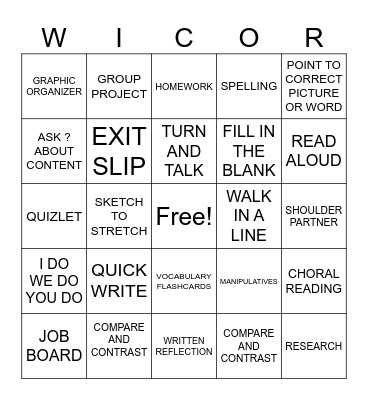 WICOR IN ACCESS Bingo Card