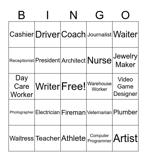 Career Bingo Card