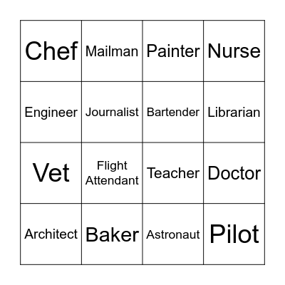 A1 Job Bingo Card