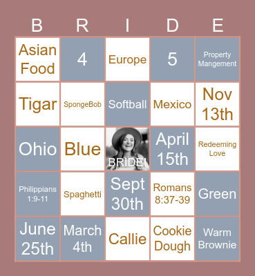 Gabbie's Bridal Bingo Card