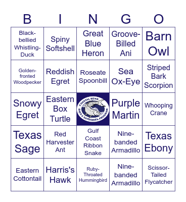 Wildlife Bingo at the Preserve Bingo Card