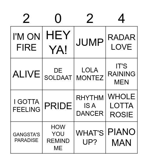 TOP 1000 SWINGO Bingo Card