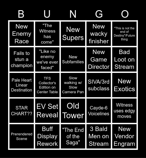 INTO THE LIGHT STRIM PLS BUNGY Bingo Card