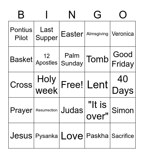 Easter Bingo Card