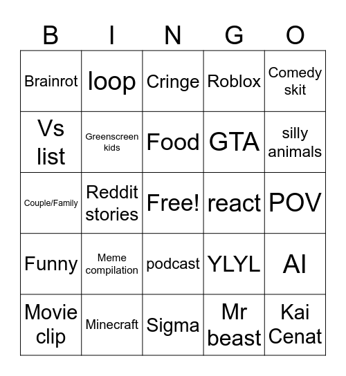 Untitled Bingo Card