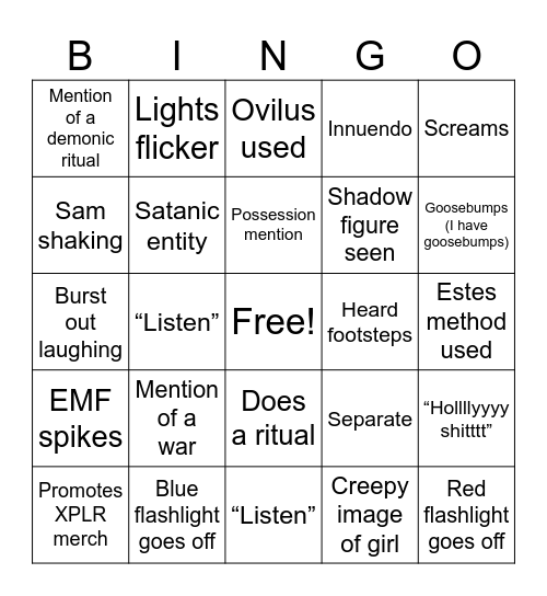 Sam and colby Bingo Card