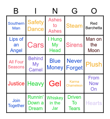 Music Bingo Card