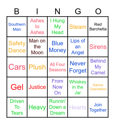 Music Bingo Card
