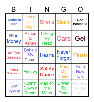 Music Bingo Card