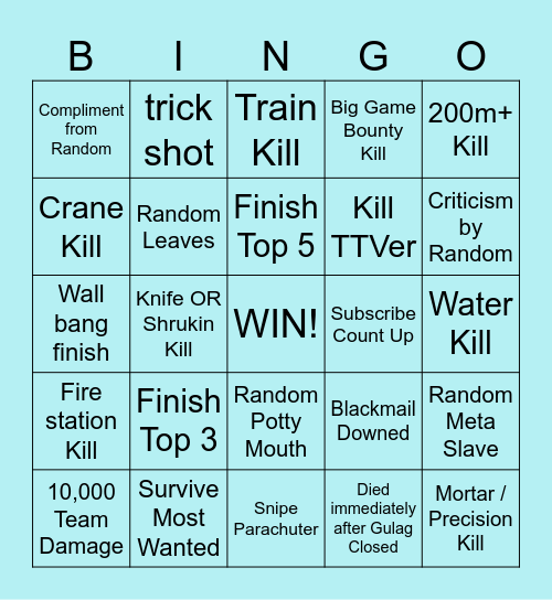 Random Duos Bingo Card