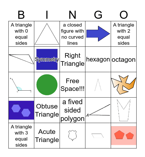 Triangles and Polygons Review Bingo Card
