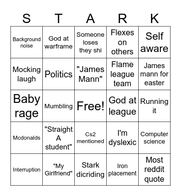 Starky Bingo Card
