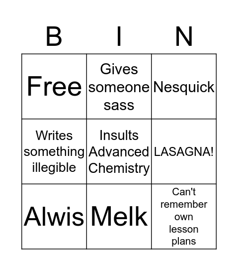 Behm Bingo Card