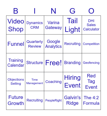 Welcome Horton Leaders Bingo Card