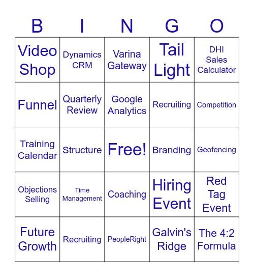 Welcome Horton Leaders Bingo Card