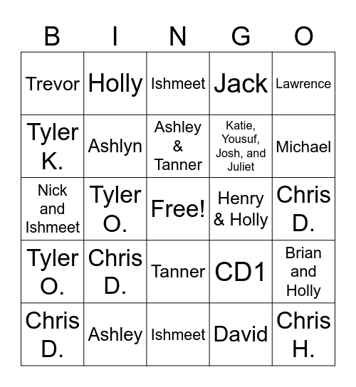 SCO Shoutout Bingo Card