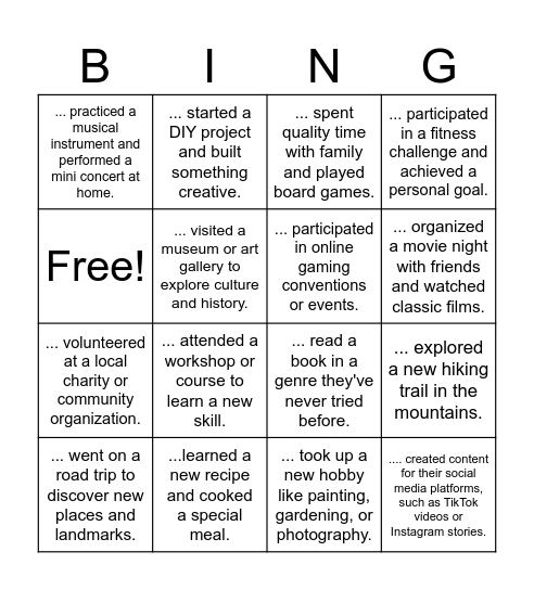 Find someone who ... Bingo Card