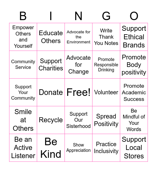 Social Responsibility BINGO! Bingo Card