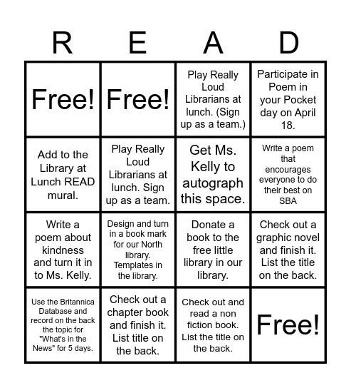 Connect 5 for a Prize! Bingo Card