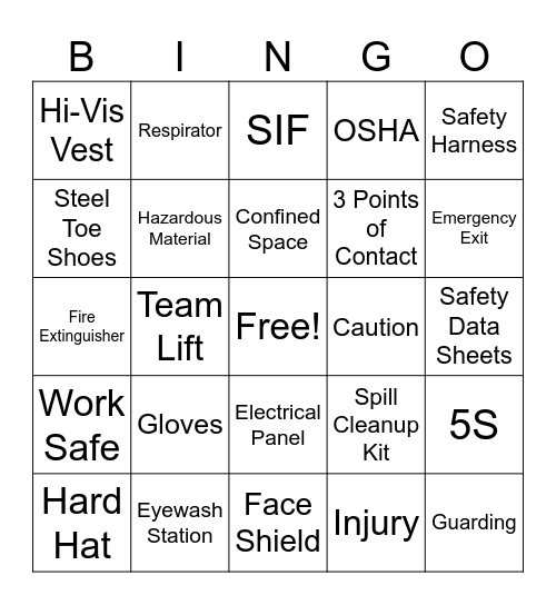 Safety Bingo #2 Bingo Card