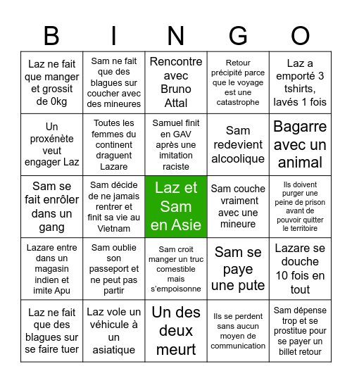 Laz et Sam en Asie Bingo Card
