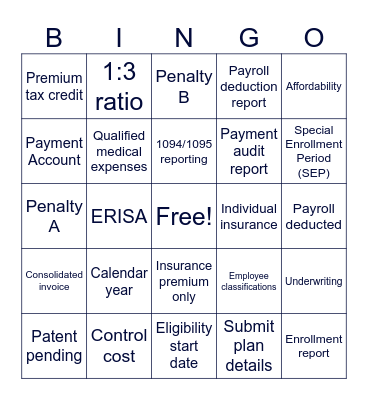 ICHRA Bingo Card