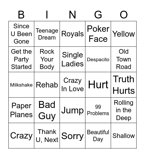 2000s+ Bingo Card