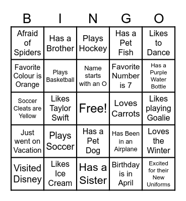 GU8 Team Bingo Card