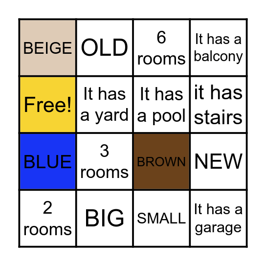 What's your house like? Bingo Card