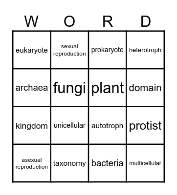 Organisms Bingo Card
