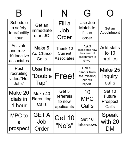Blitz Bingo - Manhattan Bingo Card