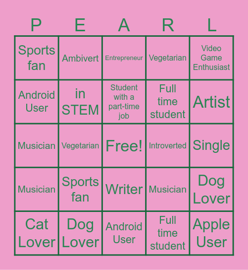 PEARL of View Bingo Card